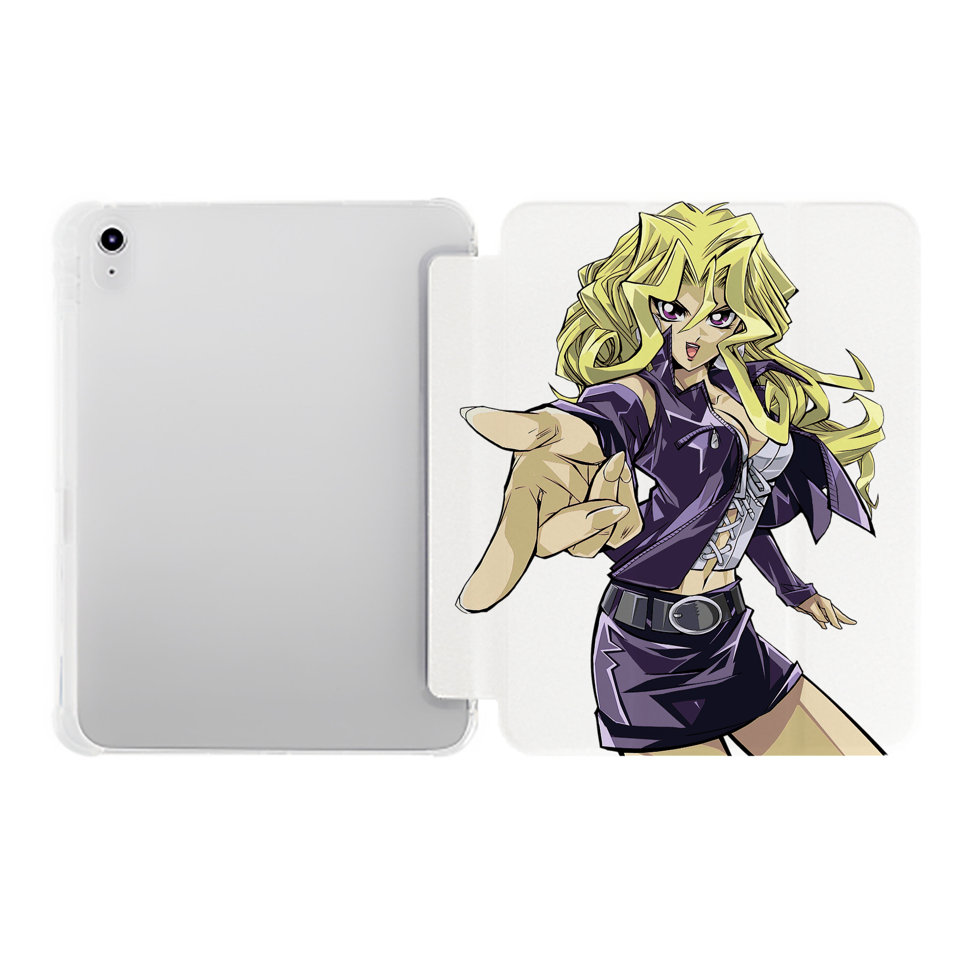 （画像用） 遊☆戯☆王 Yu-Gi-Oh! IPad ケース ペン収納付き 三つ折りスタンド PUレザー×シリコン 対応機種9.5/10.5/10.9インチ